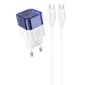 СЗУ Hoco C125A Transparent 1C PD20W + Type-C to Type-C Transparent blue