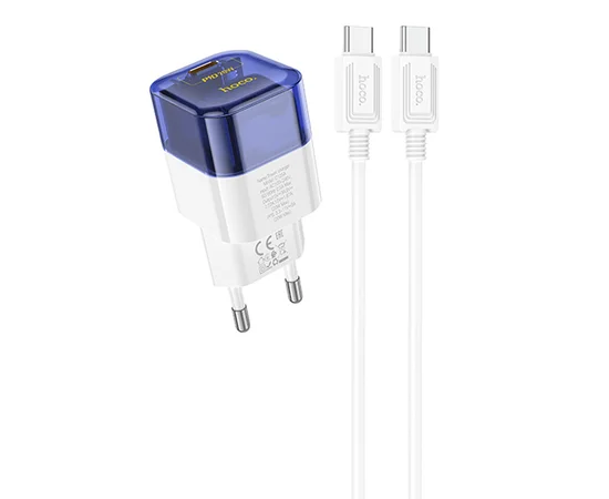СЗУ Hoco C125A Transparent 1C PD20W + Type-C to Type-C Transparent blue