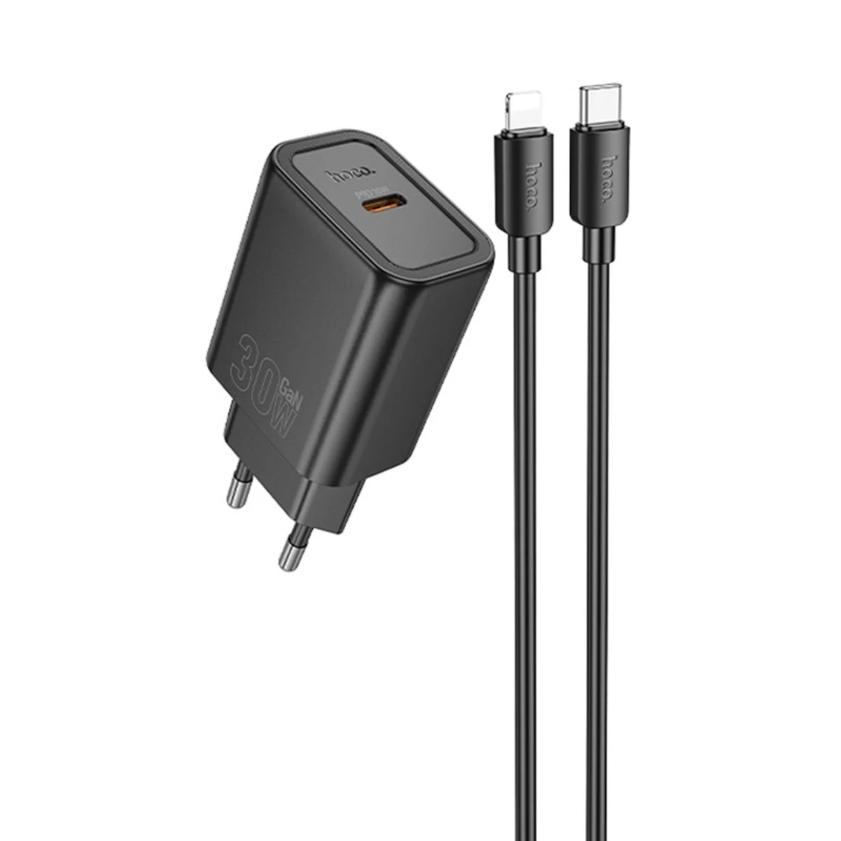 СЗУ Hoco N62 Gentle PD30W (1USB-C) + кабель Type-C to Lightning Black