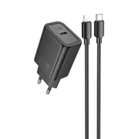СЗУ Hoco N62 Gentle PD30W (1USB-C) + кабель Type-C to Lightning Black