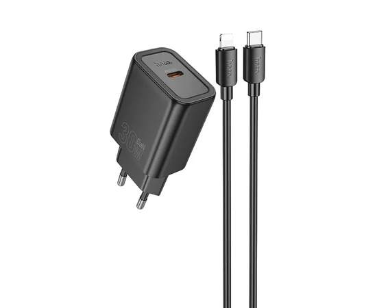 СЗУ Hoco N62 Gentle PD30W (1USB-C) + кабель Type-C to Lightning Black