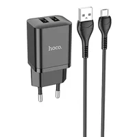 СЗУ Hoco N25 Maker (2USB-A) + USB to MicroUSB Black
