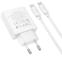 СЗУ Hoco C142A Direct PD20W+QC3.0 (1USB-A/1C) + кабель Type-C to Type-C White