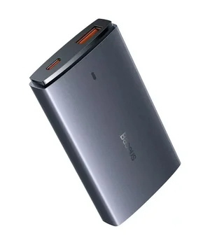 СЗУ Baseus GaN5 Pro Ultra-Slim 65W Type-C+USB + Type-C to Type-C 100W (1m) (CCGP15011) Gray