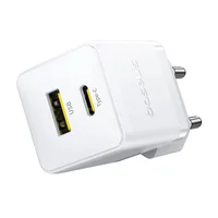 СЗУ Baseus Palm Fast Charger 30W (1USB-A/1C) + кабель Type-C to Type-C (P1011160A) Moon White