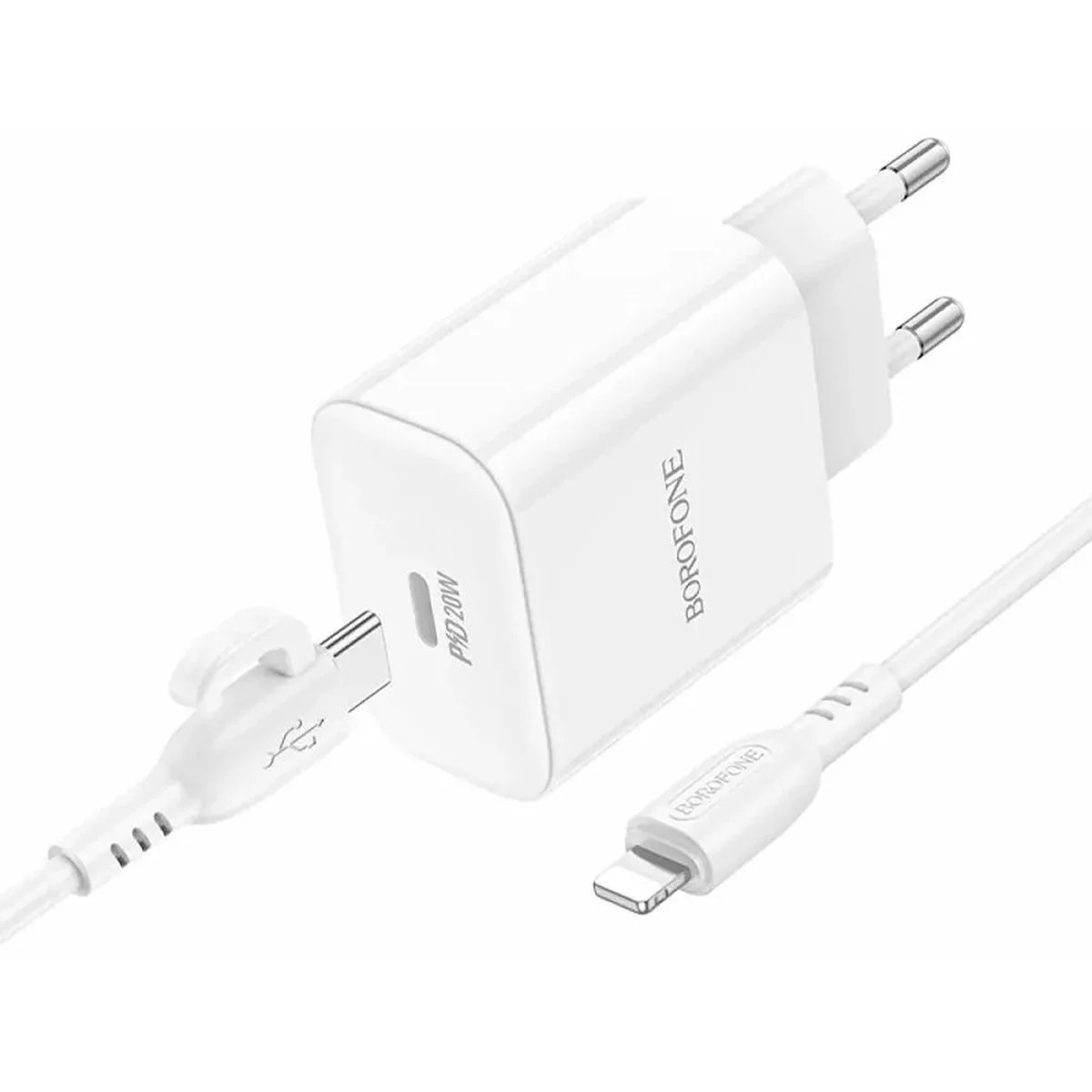 СЗУ Borofone BA81A PD20W (1USB-C) + кабель Type-C to Lightning White