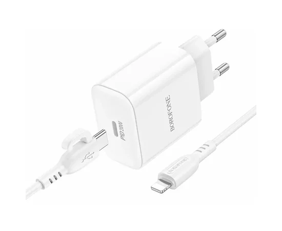 СЗУ Borofone BA81A PD20W (1USB-C) + кабель Type-C to Lightning White