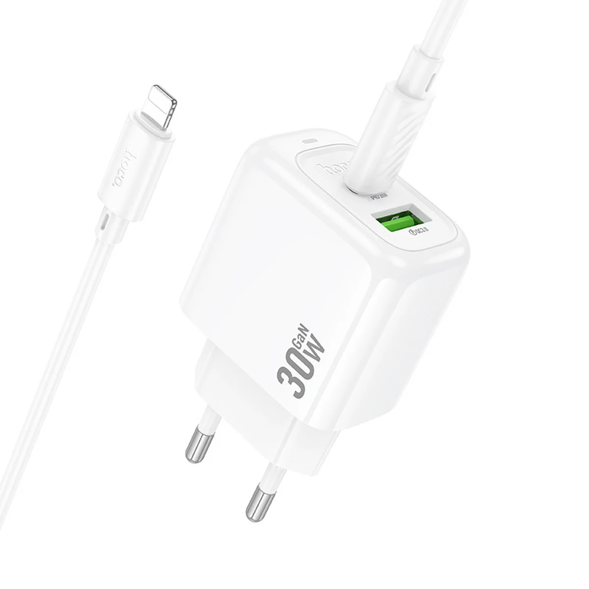 СЗУ Hoco CS55A Surplus PD30W+QC3.0 (1USB-A/1C) + кабель Type-C to Lightning White