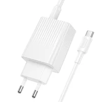 СЗУ Borofone BAS76A Source PD30W+QC3.0 (1USB-A/1C) + кабель Type-C to Type-C White