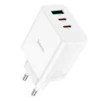 СЗУ Hoco C126A PD40W+QC3.0 (1USB/2Type-C) + Type-C to Lightning White