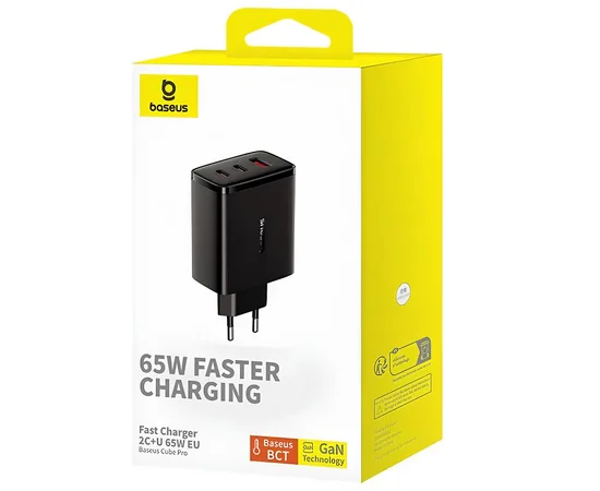 СЗУ Baseus Cube Pro Fast Charger PD65W (1USB-A/2C) (P10111404) Cluster Black