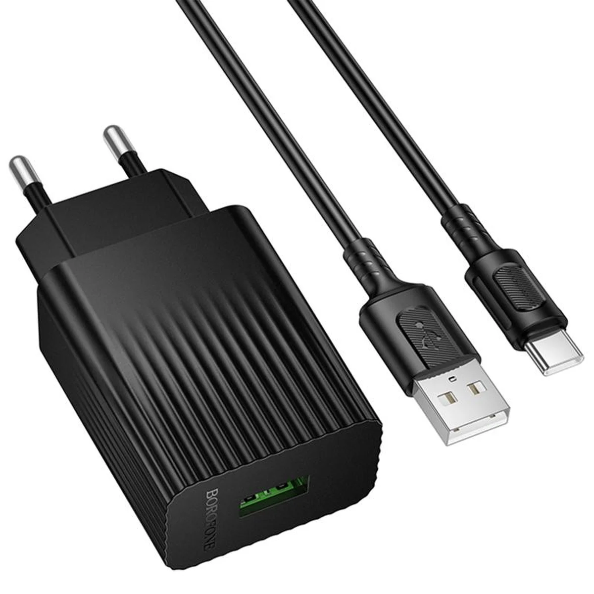 СЗУ Borofone BAS72A Source QC3.0 (1USB-A) + кабель USB to Type-C Black