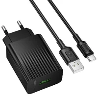 СЗУ Borofone BAS72A Source QC3.0 (1USB-A) + кабель USB to Type-C Black