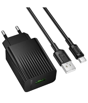 СЗУ Borofone BAS72A Source QC3.0 (1USB-A) + кабель USB to Type-C Black