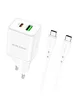 СЗУ Borofone BN7 PD20W+QC3.0 (1USB-A/1C) + кабель Type-C to Type-C White