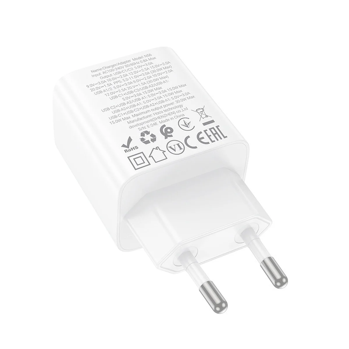 СЗУ Hoco N56 Fundador PD30W four-port (2USB-A/2C) White