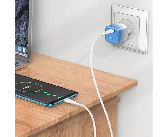 СЗУ HOCO C101A PD20W (1C) + Type-C to Type-C Ice Blue