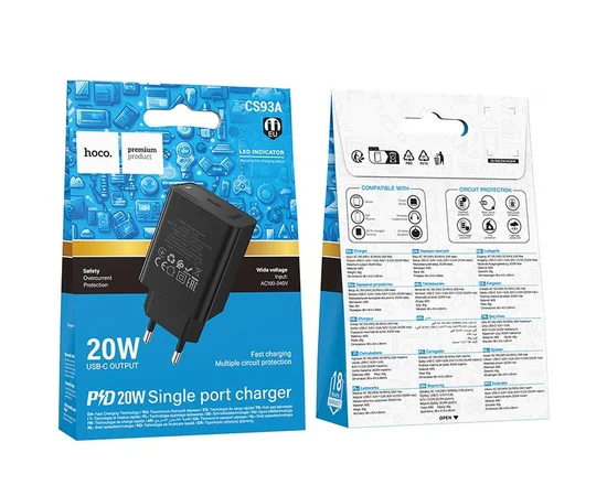 СЗУ Hoco CS93A Leader 20W (1USB-C) Black