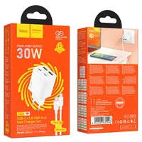 СЗУ Hoco N56 Fundador PD30W four-port (2C2A) + Type-C to Type-C White