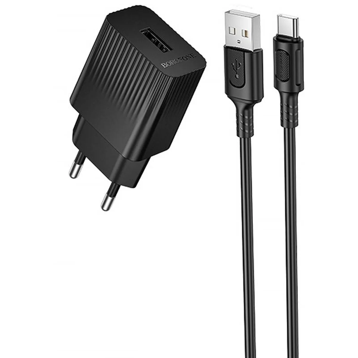 СЗУ Borofone BAS71A Source 10.5W (1USB-A) + кабель USB для Type-C Black