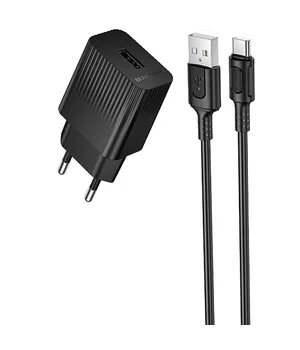 СЗУ Borofone BAS71A Source 10.5W (1USB-A) + кабель USB для Type-C Black