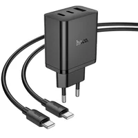 СЗУ Hoco N50 Scenery PD45W (1USB-A/2C) + кабель Type-C to Type-C Black