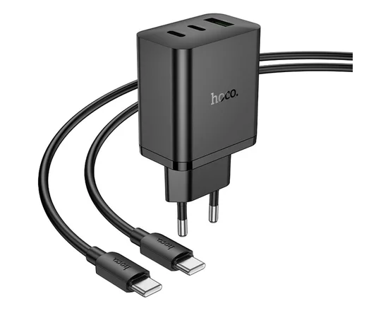 СЗУ Hoco N50 Scenery PD45W (1USB-A/2C) + кабель Type-C to Type-C Black
