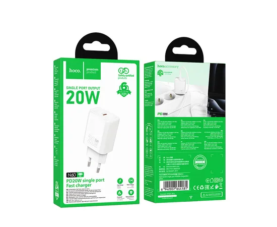 СЗУ Hoco N60 Gentle PD20W (1USB-C) White
