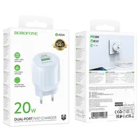 СЗУ Borofone BA93A Lustrous PD20W+QC3.0 (1USB-A/1C) Blue