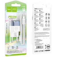 СЗУ Hoco C125A Transparent 1C PD20W + Type-C to Lightning Transparent blue