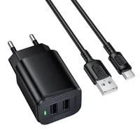 СЗУ Borofone BAS81A Star 10.5W (2USB-A) + кабель USB для Type-C Black