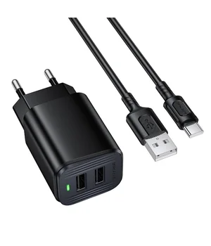 СЗУ Borofone BAS81A Star 10.5W (2USB-A) + кабель USB to Type-C Black