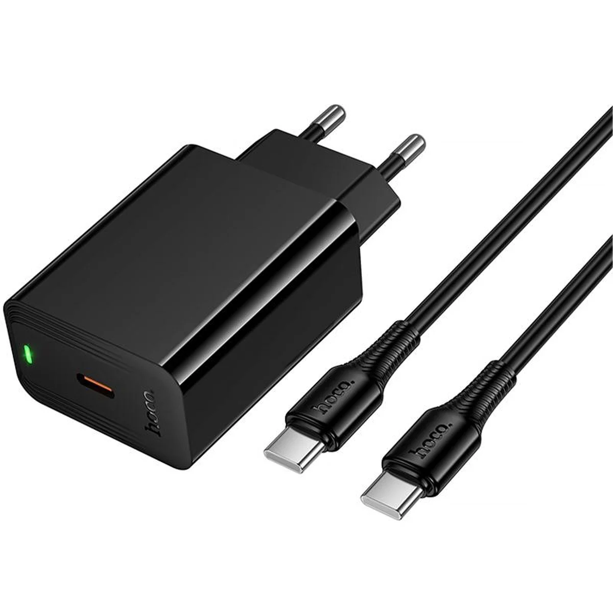 СЗУ Hoco CS93A Leader PD20W (1USB-C) + кабель Type-C to Type-C Black