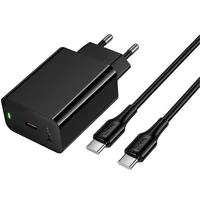 СЗУ Hoco CS93A Leader PD20W (1USB-C) + кабель Type-C to Type-C Black