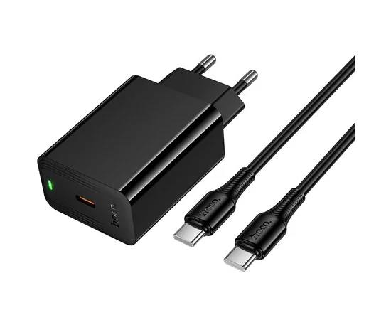 СЗУ Hoco CS93A Leader PD20W (1USB-C) + кабель Type-C to Type-C Black