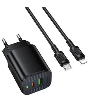 СЗУ Borofone BAS83A Star PD20W+QC3.0 (1USB-A/1C) + кабель Type-C to Lightning Black