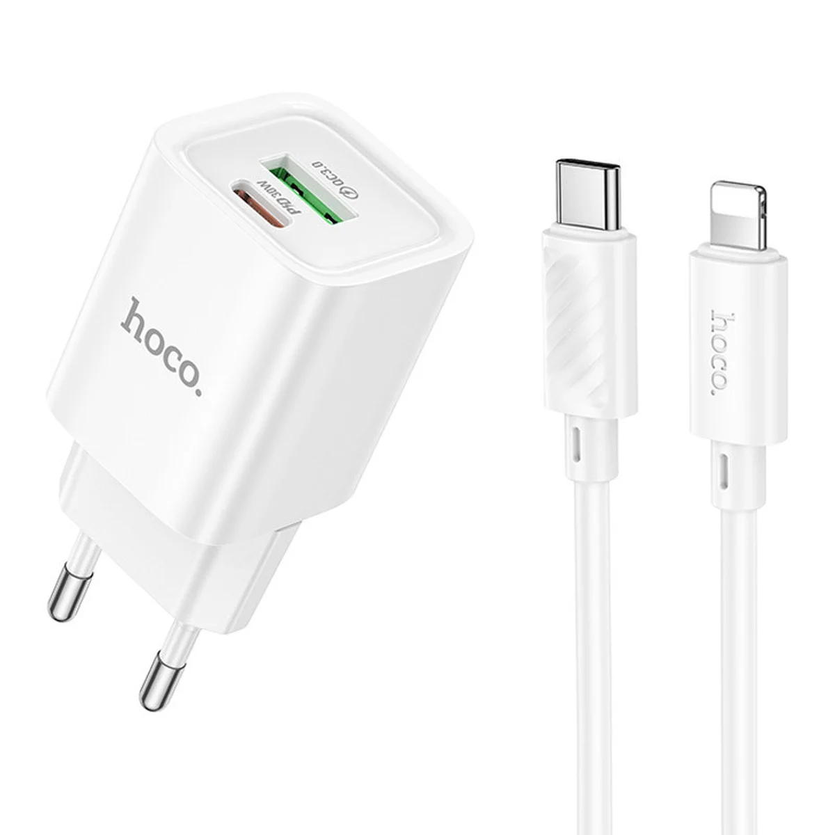 СЗУ Hoco C149A Charm PD30W+QC3.0 + Type-C to Lightning White
