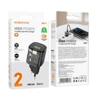 СЗУ Borofone BN17 Sunlight PD20W+QC3.0 (1USB-A/1C) Transparent black