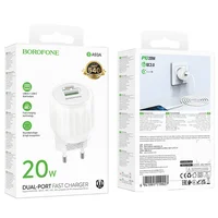 СЗУ Borofone BA93A Lustrous PD20W+QC3.0 (1USB-A/1C) White