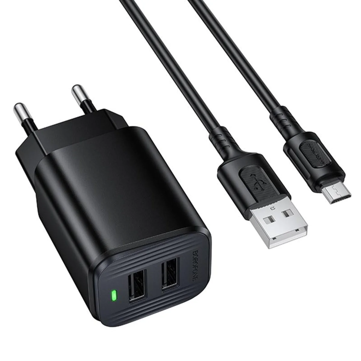 СЗУ Borofone BAS81A Star 10.5W (2USB-A) + кабель USB to MicroUSB Black