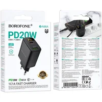 СЗУ Borofone BA96A Ilustre with digital display PD20W+QC3.0 (1USB-A/1C) Black