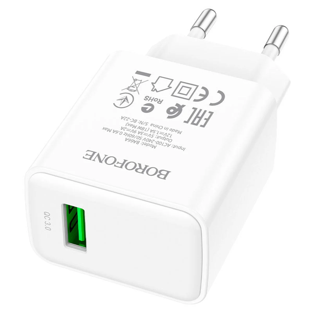 СЗУ Borofone BA66A QC3.0 (1USB-A) White