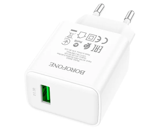 СЗУ Borofone BA66A QC3.0 (1USB-A) White