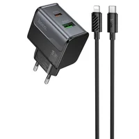 СЗУ Hoco CS73A Star Speed PD30W+QC3.0 (1USB-A/1C) + кабель Type-C to Lightning Midnight Black