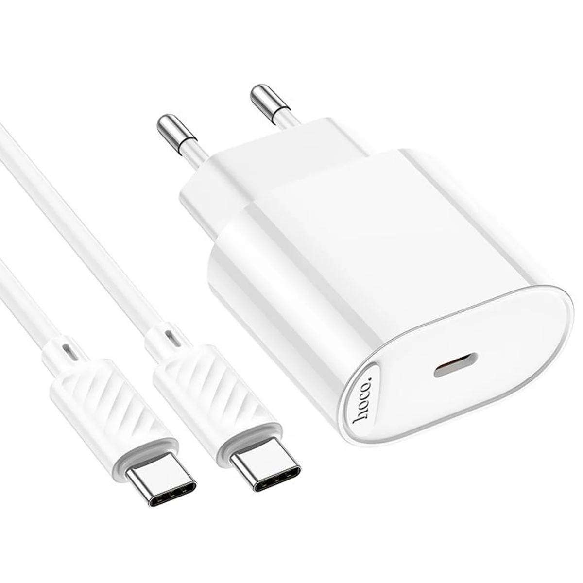 СЗУ Hoco C109A Fighter PD20W (1USB-C) + кабель Type-C to Type-C White