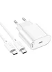 СЗУ Hoco C109A Fighter PD20W (1USB-C) + кабель Type-C to Type-C White