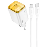 СЗУ Hoco N54 Monsoon PD45W (1USB-C) + Type-C to Type-C White