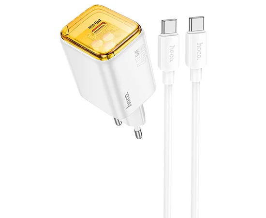 СЗУ Hoco N54 Monsoon PD45W (1USB-C) + Type-C to Type-C White