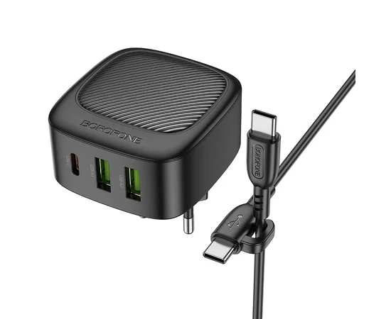 СЗУ Borofone BAS23A Lucky PD30W (1C2A) + Type-C to Type-C Black