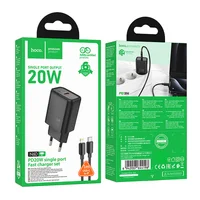 СЗУ Hoco N60 Gentle PD20W (1USB-C) + кабель Type-C to Lightning Black
